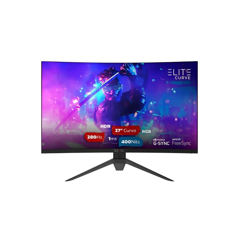 Monitor Gamer LED Wide Curvo 27" HI LEVEL Elite Curve V2 Preto [L2717REC] (Full HD/280Hz) (2xHDMI¹/DP*/VESA)