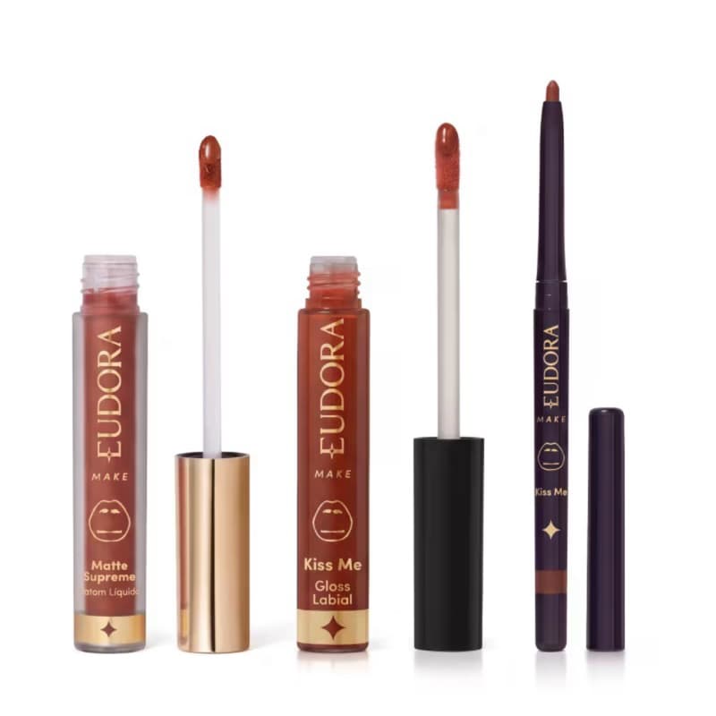 Combo Eudora e Adam: Lapiseira Multifuncional 300mg + Batom Líquido Matte 4ml + Gloss Labial 5,2ml