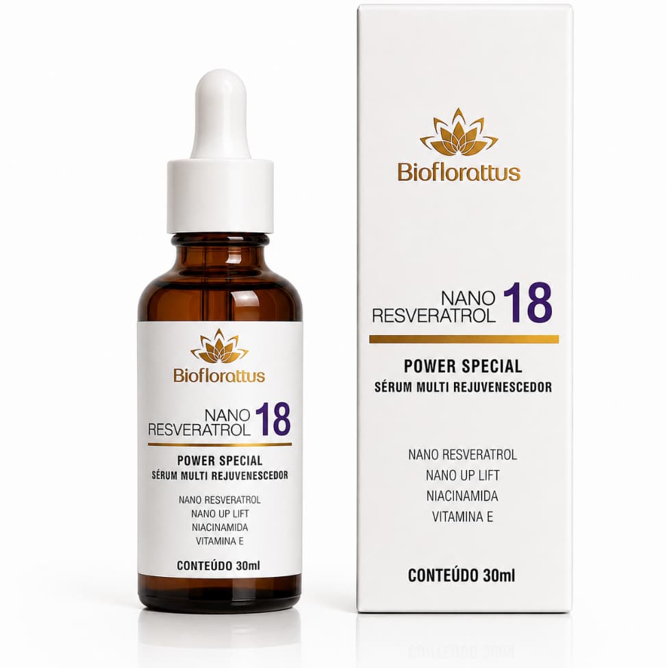 Sérum Facial com Resveratrol e Niacinamida | Anti-Idade e Antirrugas | Tecnologia Nano Bioflorattus