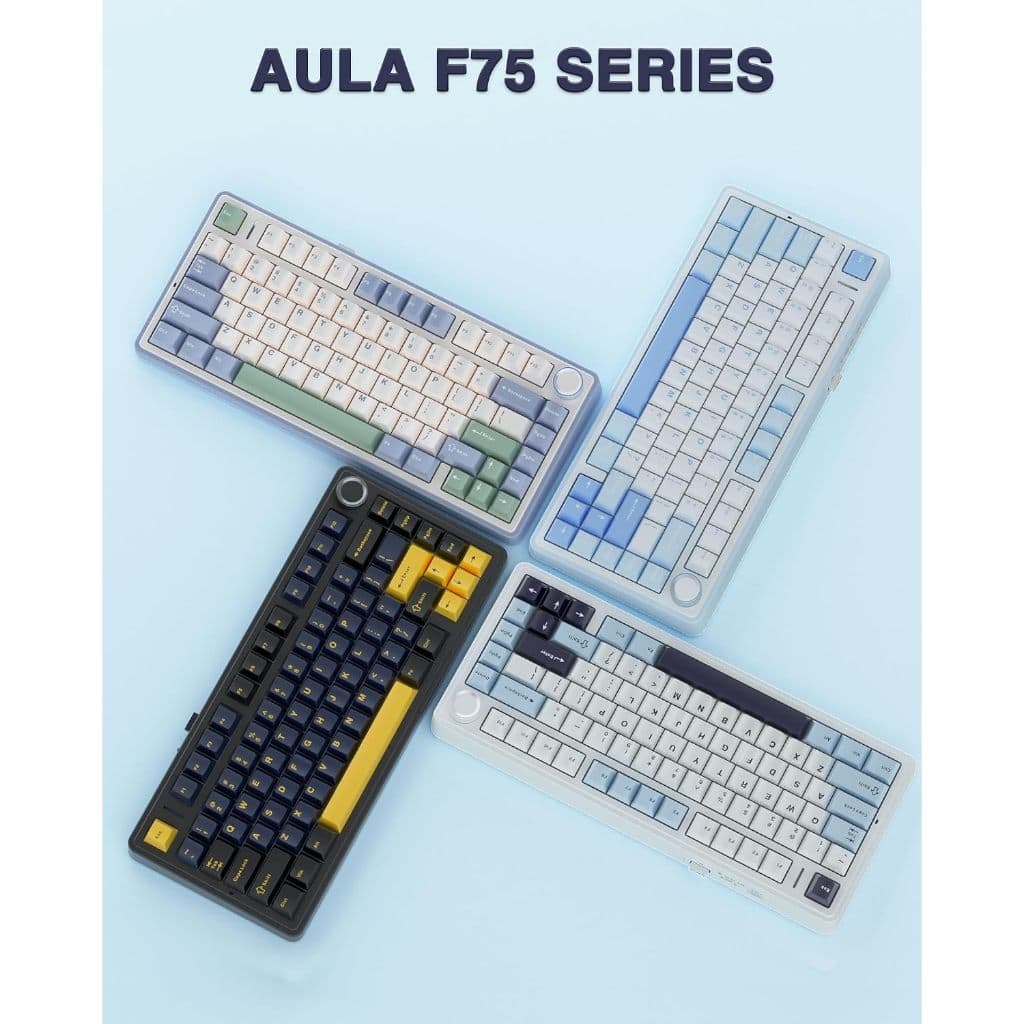 Teclado Mecânico  Aula F75 Sem Fio Bt5.0 2.4ghz Usb RGB Abnt2