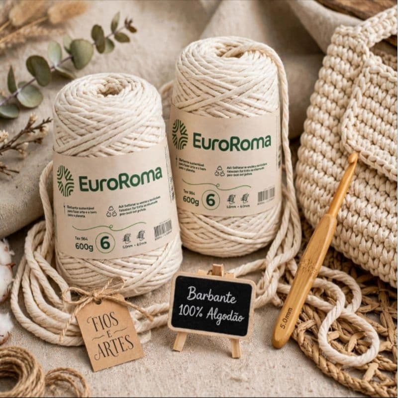 Barbante EuroRoma n°6 600g Fio para Tapete de Crochê Barbante Sustentável