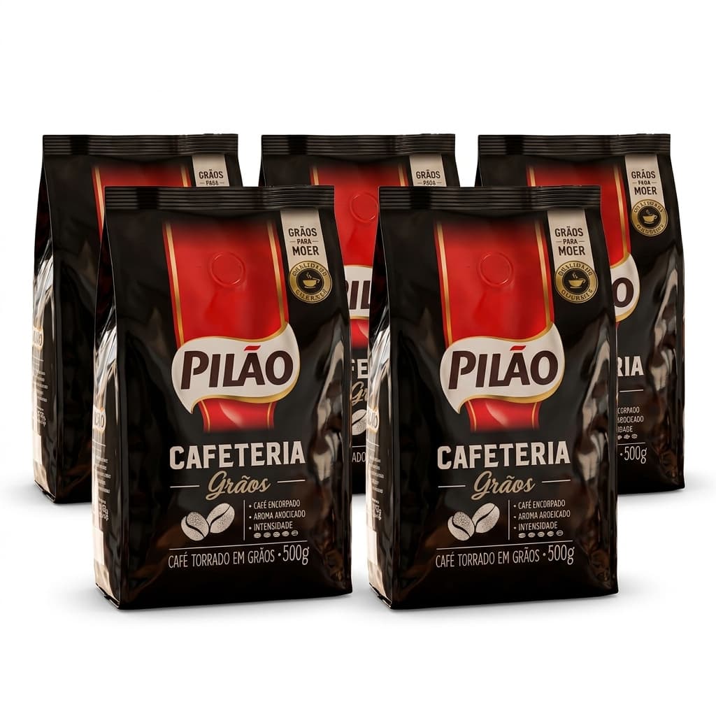 KIT COM 5 CAFÉS TORRADO EM GRÃOS PILÃO CARAMELO 500G