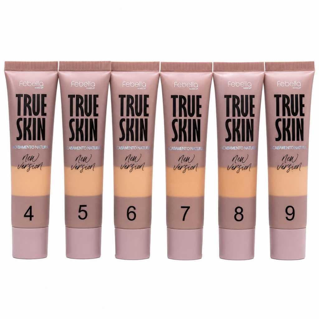 Base Líquida True Skin Febella Ultra Matte Alta Cobertura.