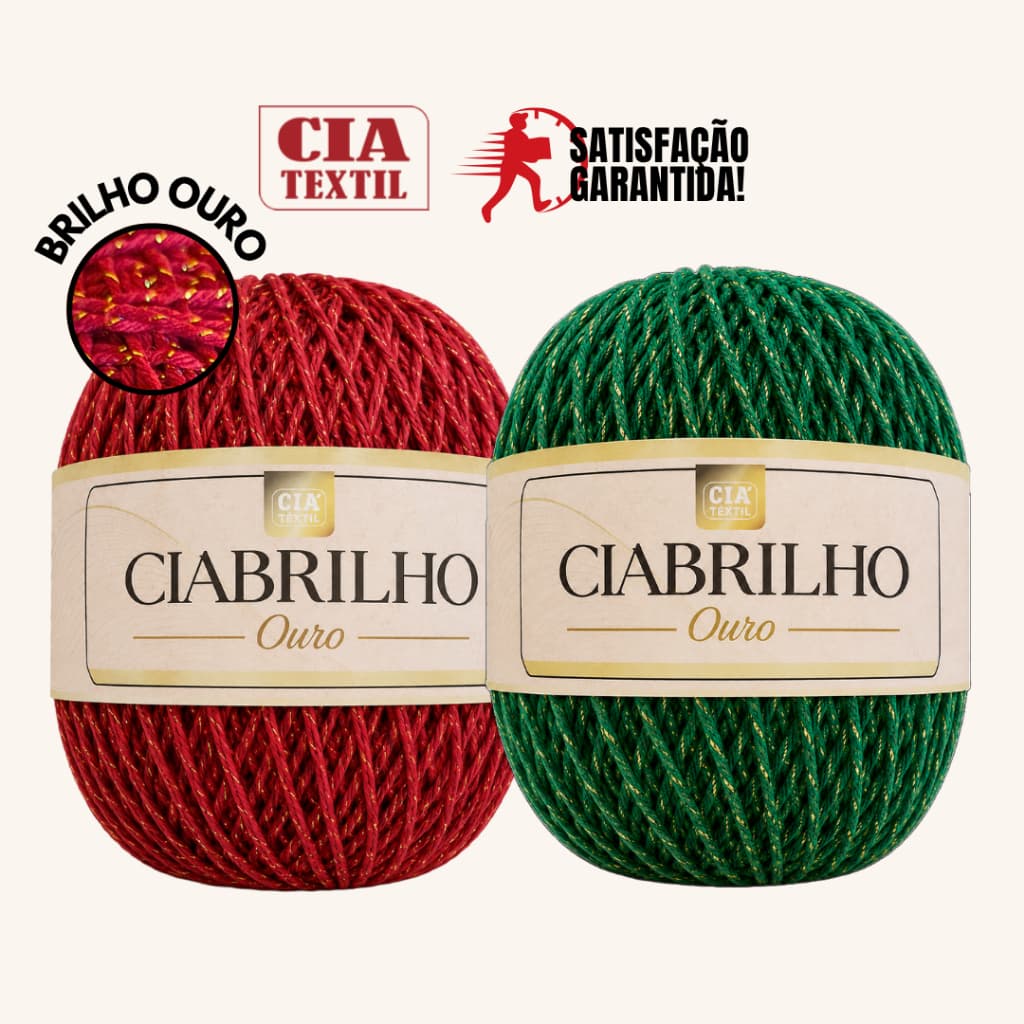 Barbante Fio Brilhante Ciabrilho Ouro - Cia Textil / 345m / Numero 6 - para Croche - ENVIO RAPIDO