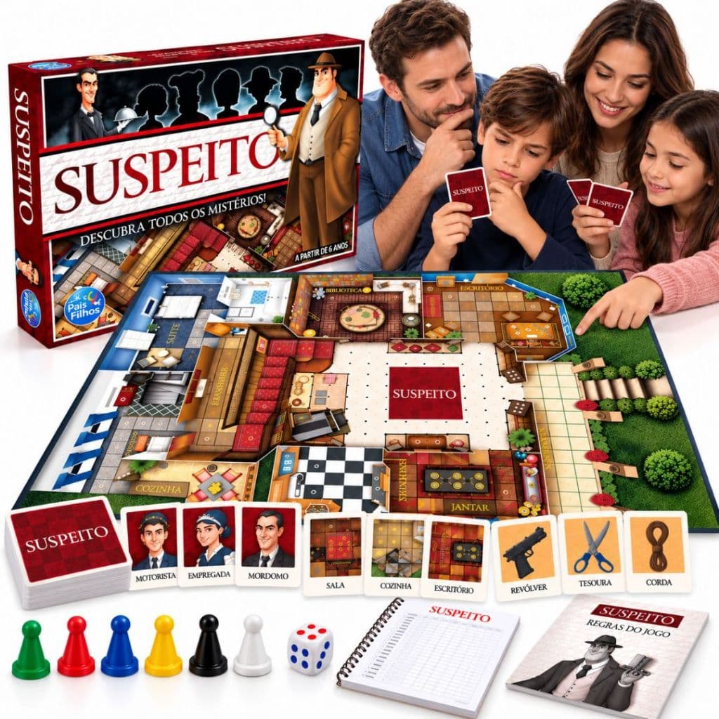 Jogo Suspeito De Tabuleiro Mesa Carta Detetive Mistério Investigação Raciocínio Para Criança Família Amigos