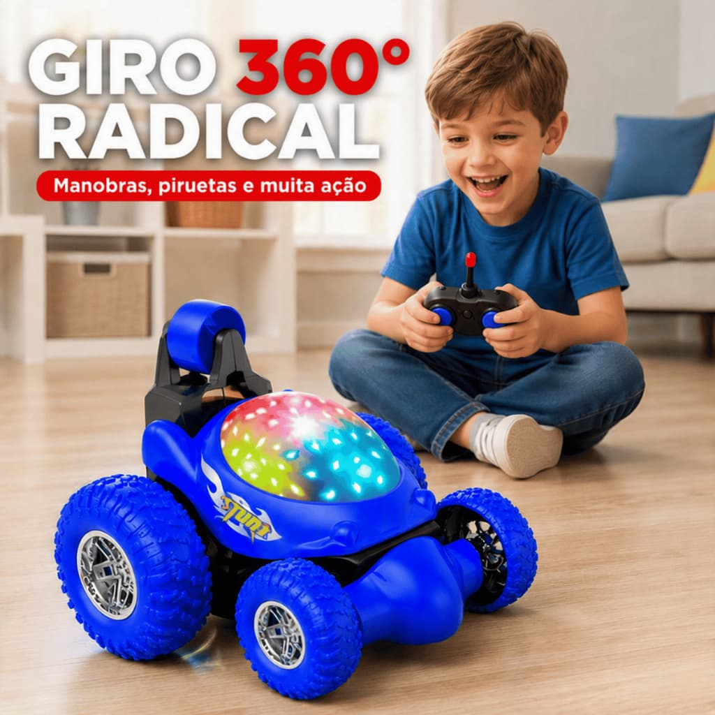 Carrinho Controle Remoto 4x4 360° Acrobático com Luzes Recarregável Infantil
