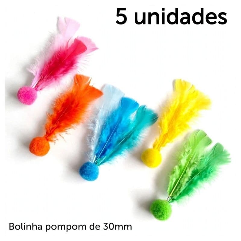 Bolinha ping penas pompom  para gatos bolinha divertida com pena ping pula para gato bola de pena