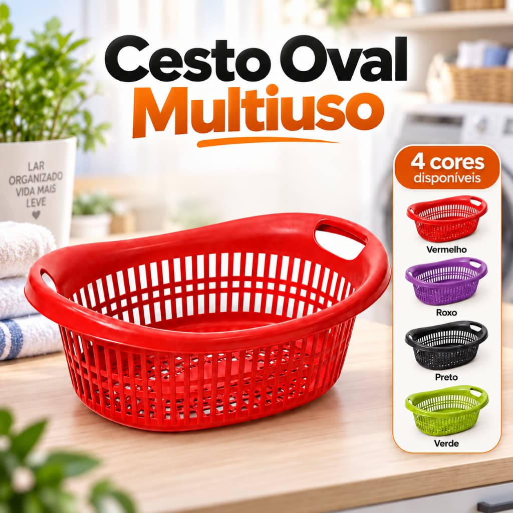 Cestos Organizadores Oval Plástico Multiuso Cestinho Armário Cozinha Lavanderia Banheiro Quarto Escritório