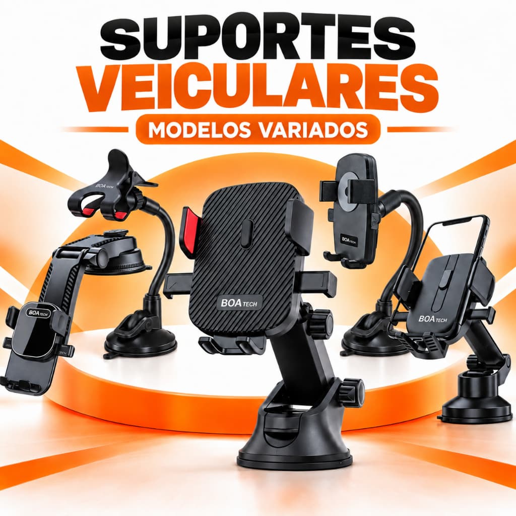 Suporte Veicular Universal para Celular GPS Trava Automática Giratório 360° Ventosa que Gruda Painel de Carro Anti-Queda