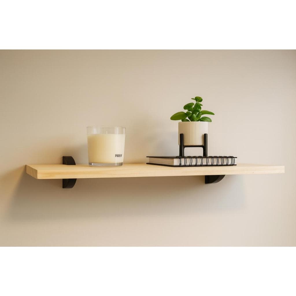 Prateleira De Madeira Parede 60x20cm Com Suporte Pelicano