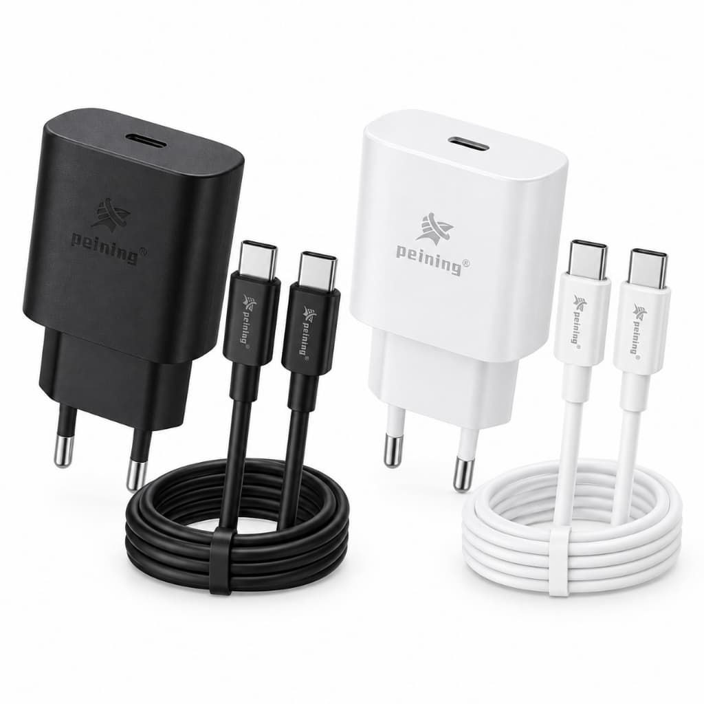 Carregador Turbo Peining 25W USB-C PD com Cabo 1m Carga Rápida para Celular