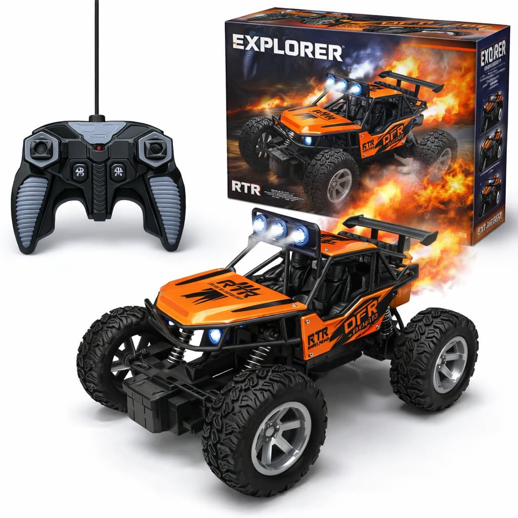 Carrinho Controle Remoto 4x4 Recarregável Off Road Solta Fumaça