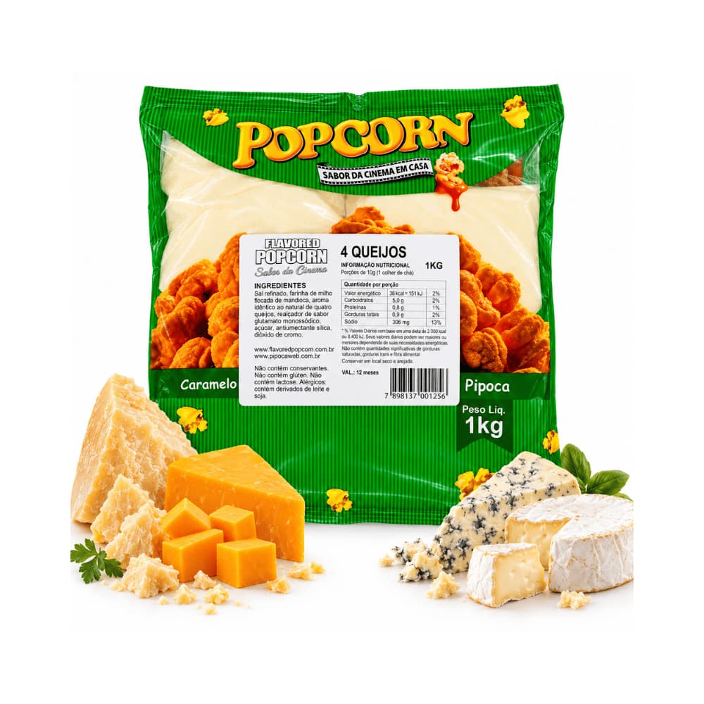 Temperos para Pipoca - 4 Queijos 1kg