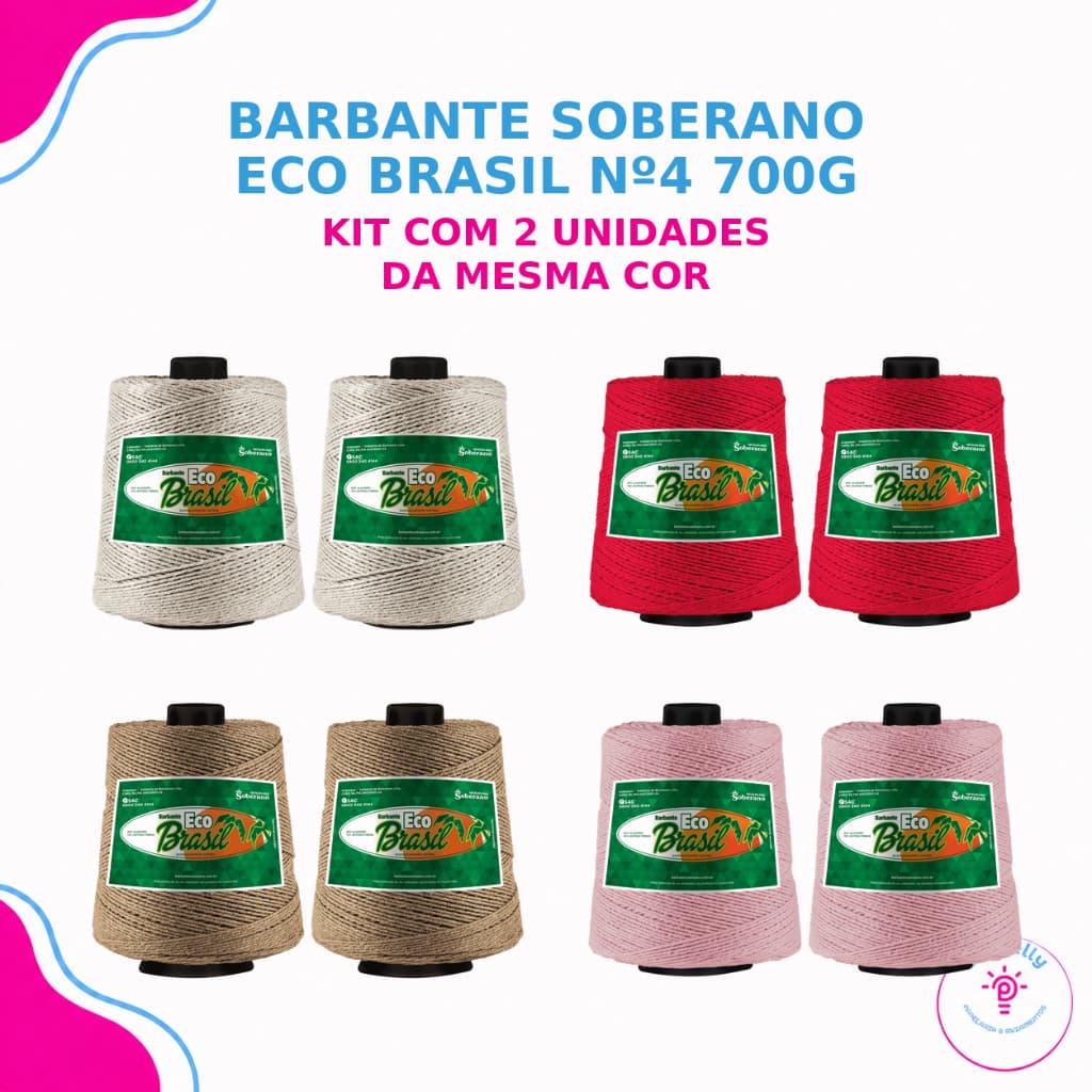Kit com 2 Barbantes Soberano Eco Brasil Nº4 700g Mesma Cor para Crochê e Tapetes