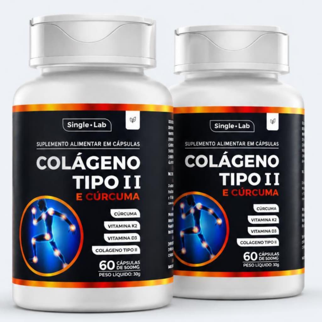 Kit 2 Colágeno Tipo II + Cúrcuma + Vitamina K2 Articulações Sem Sabor