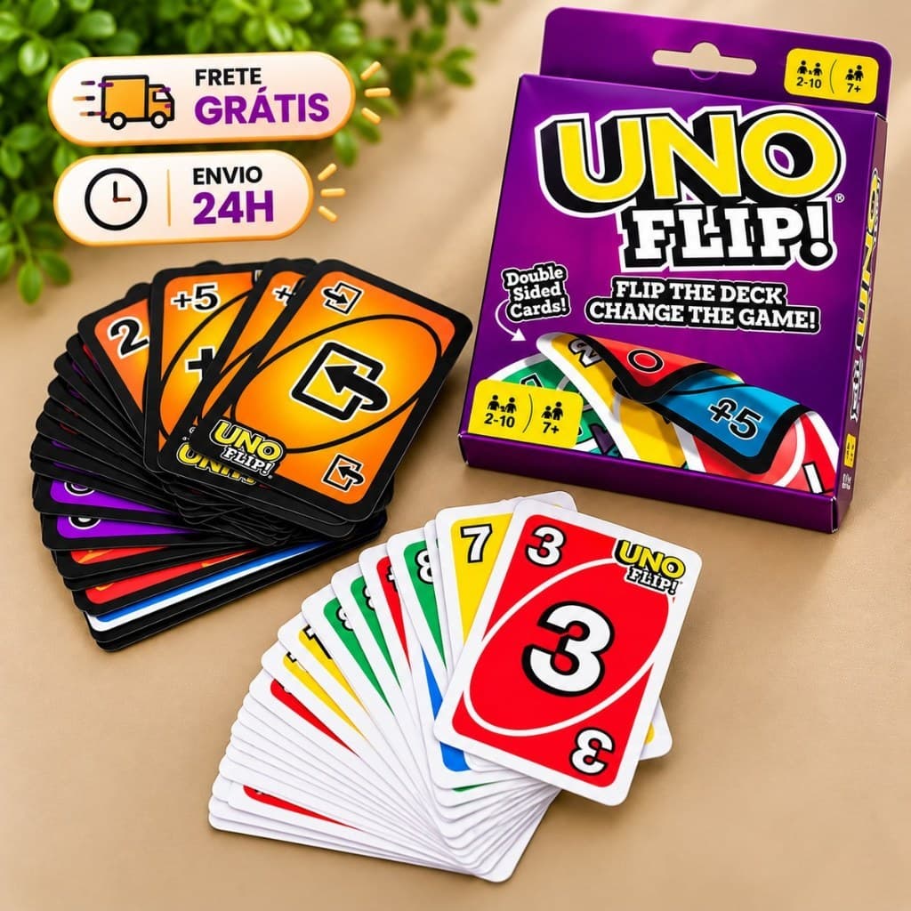 Jogo de Cartas UNO FLIP Divertido para Família e Amigos, Tabuleiro de Diversão, Cartas Dupla Face, Presente Criativo.
