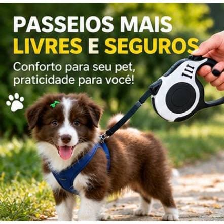Guia Retrátil para Cachorro e Gato 3M  Coleira Automática Resistente para Cães Pequenos e Médios Pet[COR ALEATORIO]