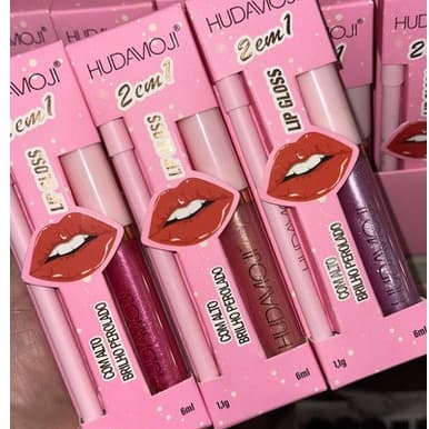 Kit 2 Em 1 Batom Líquido Matte E Lápis Labial De Contorno Hudamoji Com Acabamento Matte E Glossy