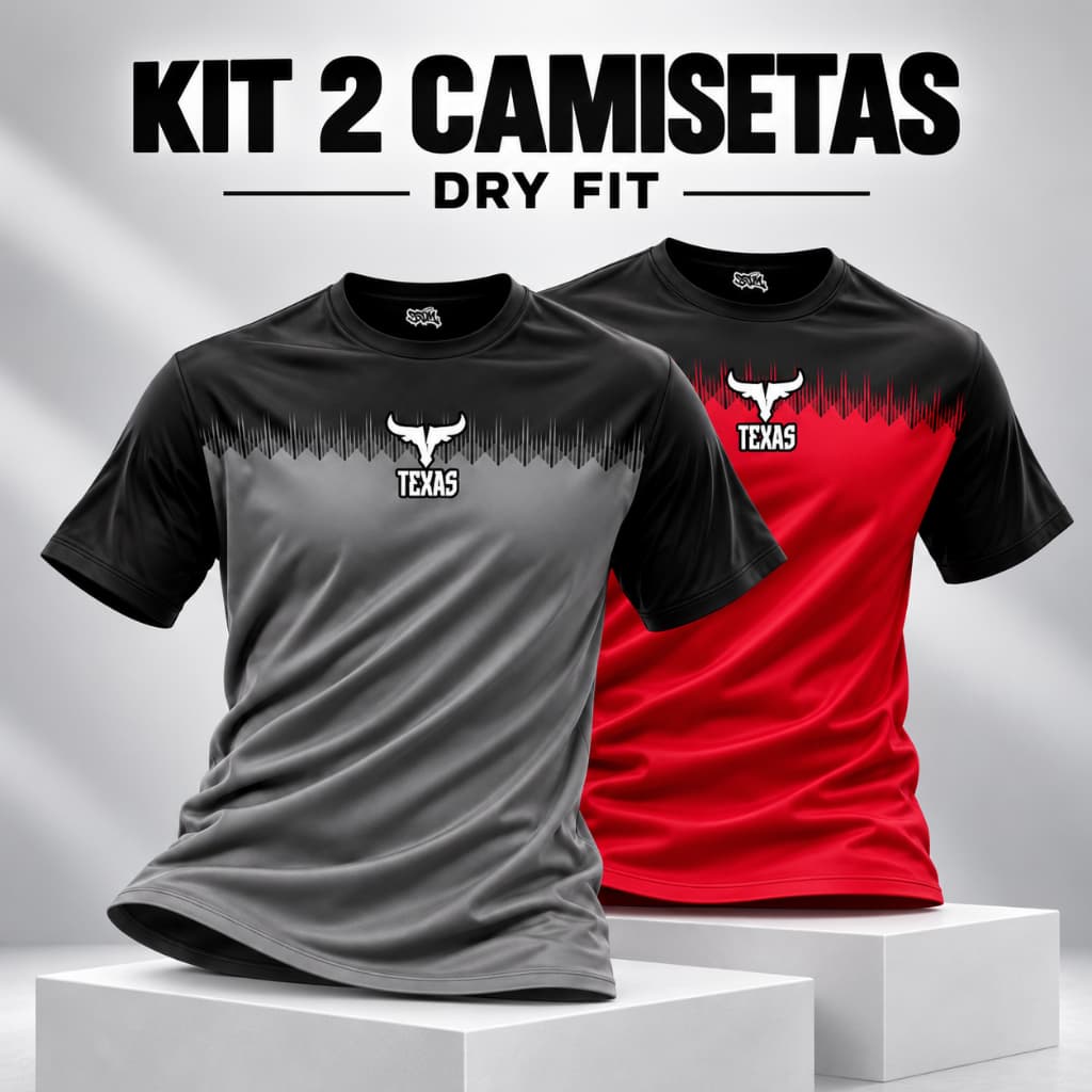 Kit 2 Camisetas Masculinas Dry Fit Academia Treino Musculação Corrida Manga Curta Leve Respirável Secagem Rápida