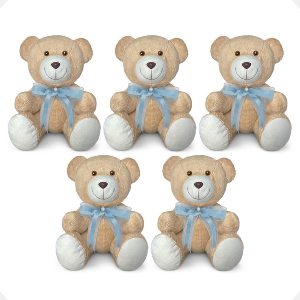 Kit 5 Ursinhos de Pelúcia Antialérgico Articulados 20cm | Urso para Decoração e Lembrancinha
