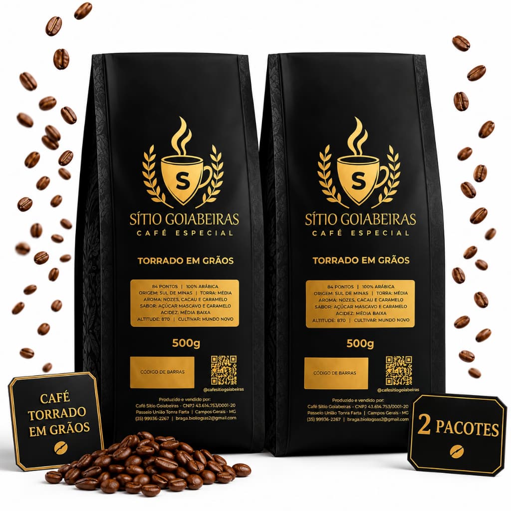 Kit 2x pacotes  de 500g Café Especial em Grãos Café Espécial 100% Arábica  Torrado em Grãos  Sabor e Aroma Intenso