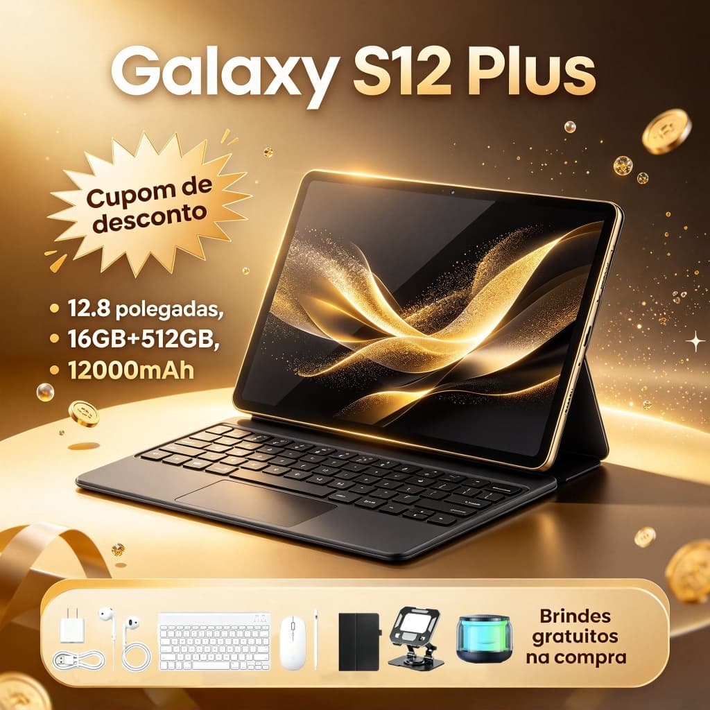 Tablet S12 Plus 12,8 polegadas, 16 GB + 512 GB, bateria de 12.000 mAh, sistema Android, rede 5G