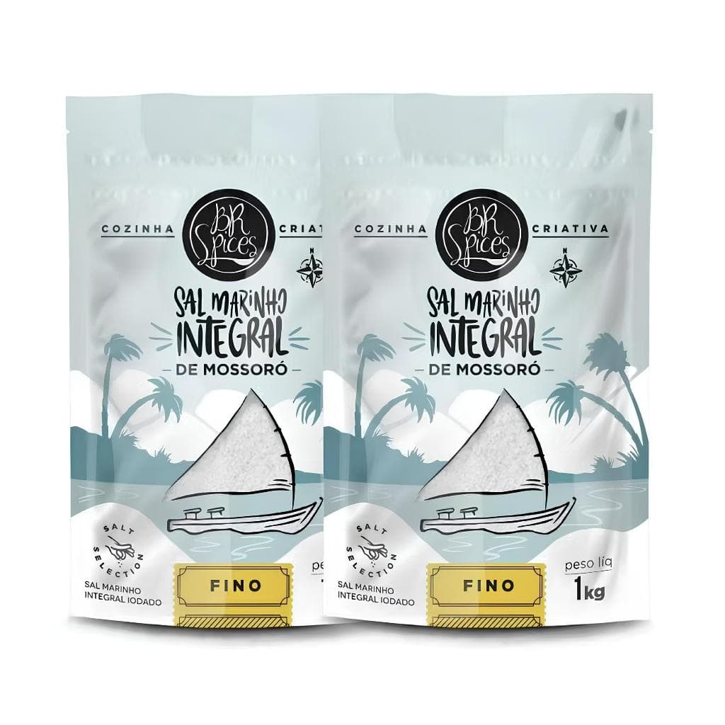 2x Sal Marinho Fino Integral De Mossoró 1kg - BR Spices