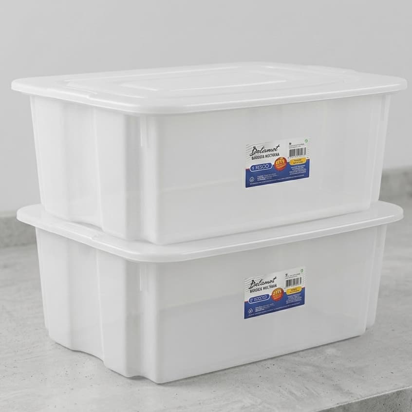 Kit 02 Caixas Bandeja Organizadora Frigorífica 24,5 Litros com Tampa Açougue Câmara Fria Multiuso