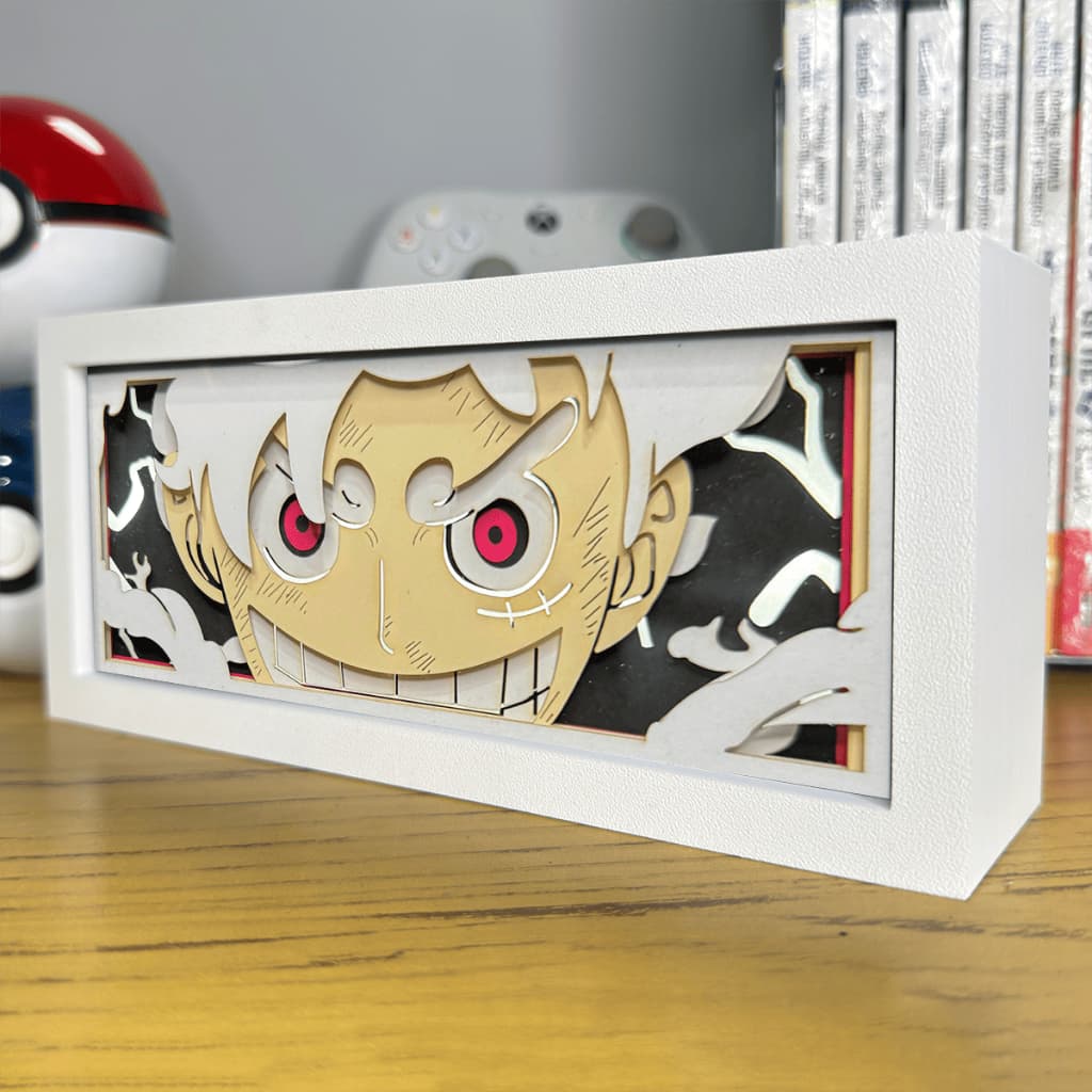 Luminária Lightbox Anime 3D LED Decoração de Mesa PC Gamer One Piece Luffy Gear 5
