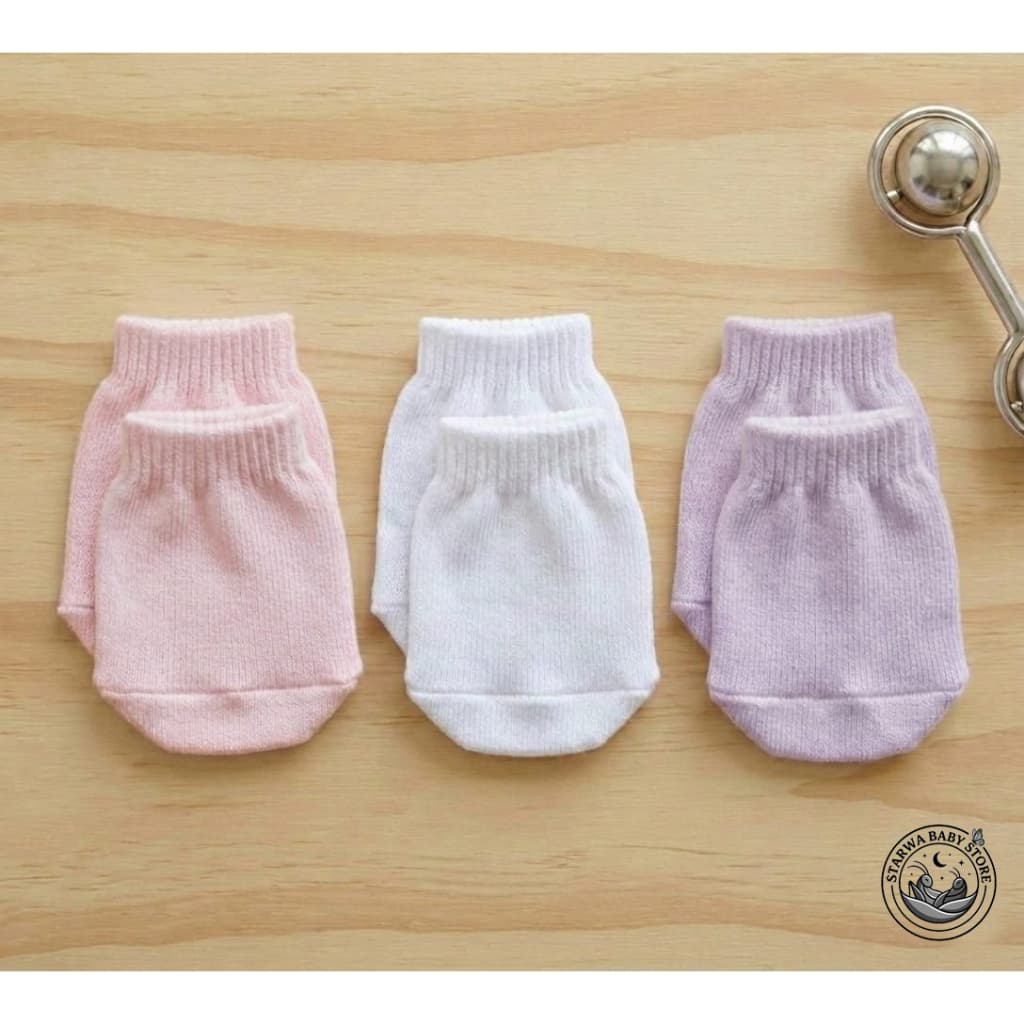 Kit 3 Pares Luva De Bebê Recém Nascido RN Algodão Macia Enxoval Maternidade Menino Menina Anti-Arranhão Confort Premium