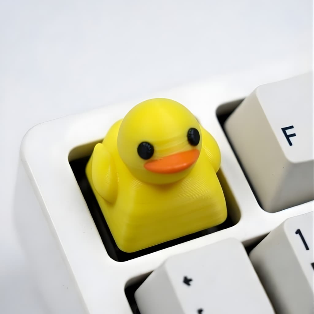 Keycap Tecla Patinho Duck Pato Fofo Amarelo 3D Personalizado Cute Kawaii para Teclado Mecânico Gamer - Adorável