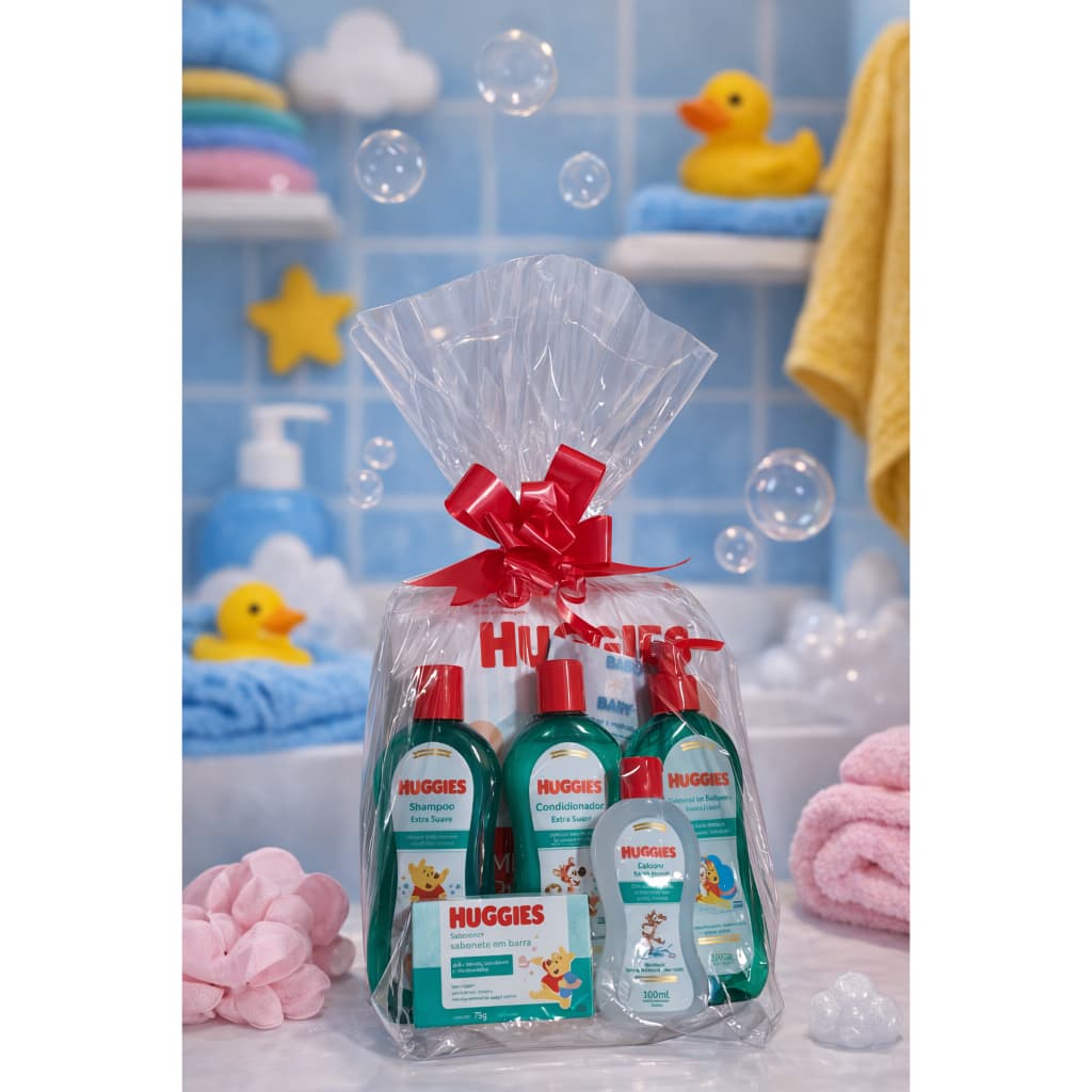 kit presente mamãe huggies camomila e extra suave