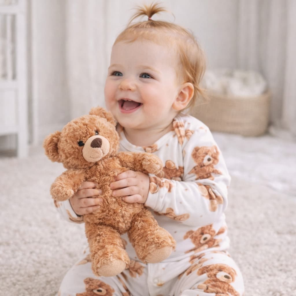 Conjunto Térmico Bebê Infantil Pagão Longo Estampa Urso Marrom Quentinho Inverno Menino Menina