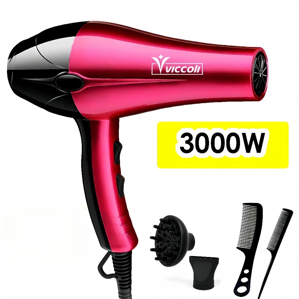 Secador De Cabelo 3000w Profissional Viccoli Com 2 Pentes Vinho