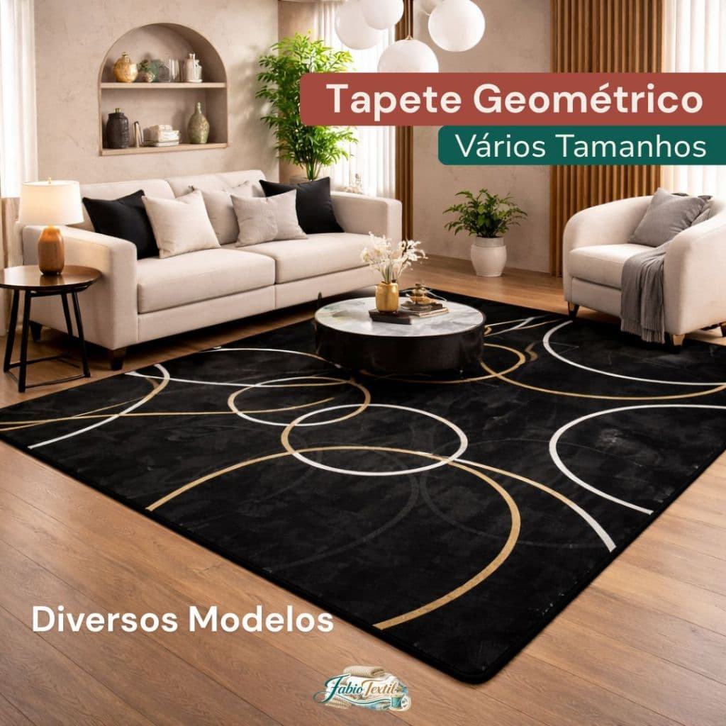 Tapete Sala Quarto Geométrico Antiderrapante Flannel Macio Estampado Vários Tamanhos