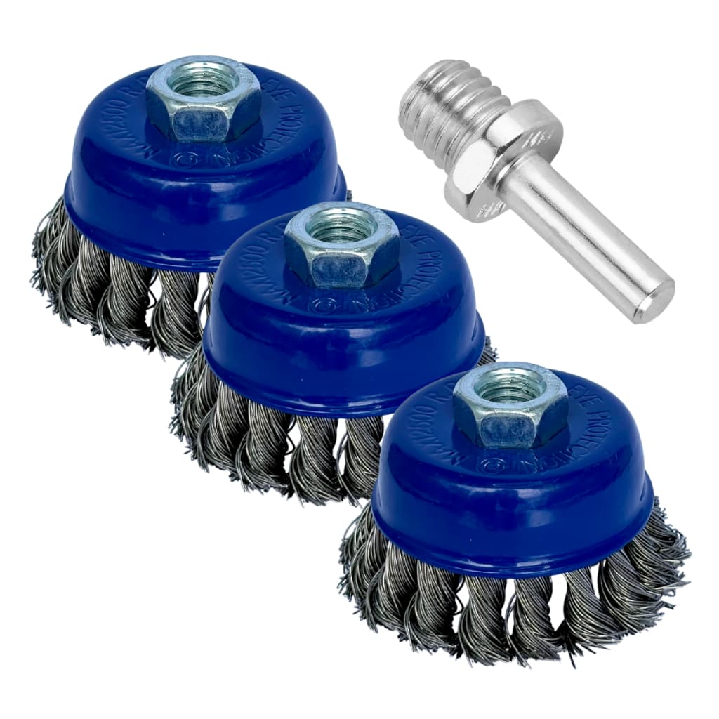 Kit 3 Escova Rotativa Aço Trançado Torcida para Furadeira Esmerilhadeira Lixadeira 75mm M14 Removedor Ferrugem Limpeza
