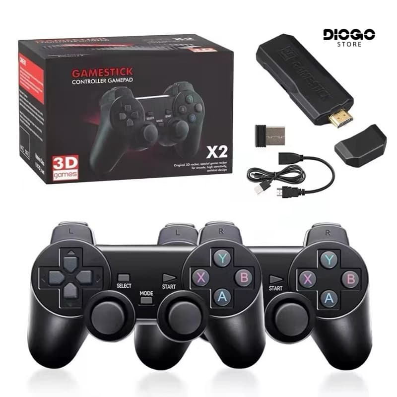 Game Retro Stick M15 / X2 e Lite SJGAM 2.4 WIRELESS– Videogame Retrô HDMI com 2 Controles 3D 4K mais de 20 mil jogos