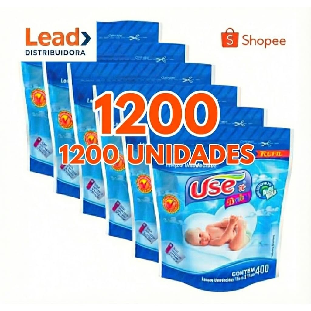 Kit 1200 Lenços Umedecidos Use It - Com Aloe Vera Sem Álcool Etílico Sem Parabenos - Envio Imediato
