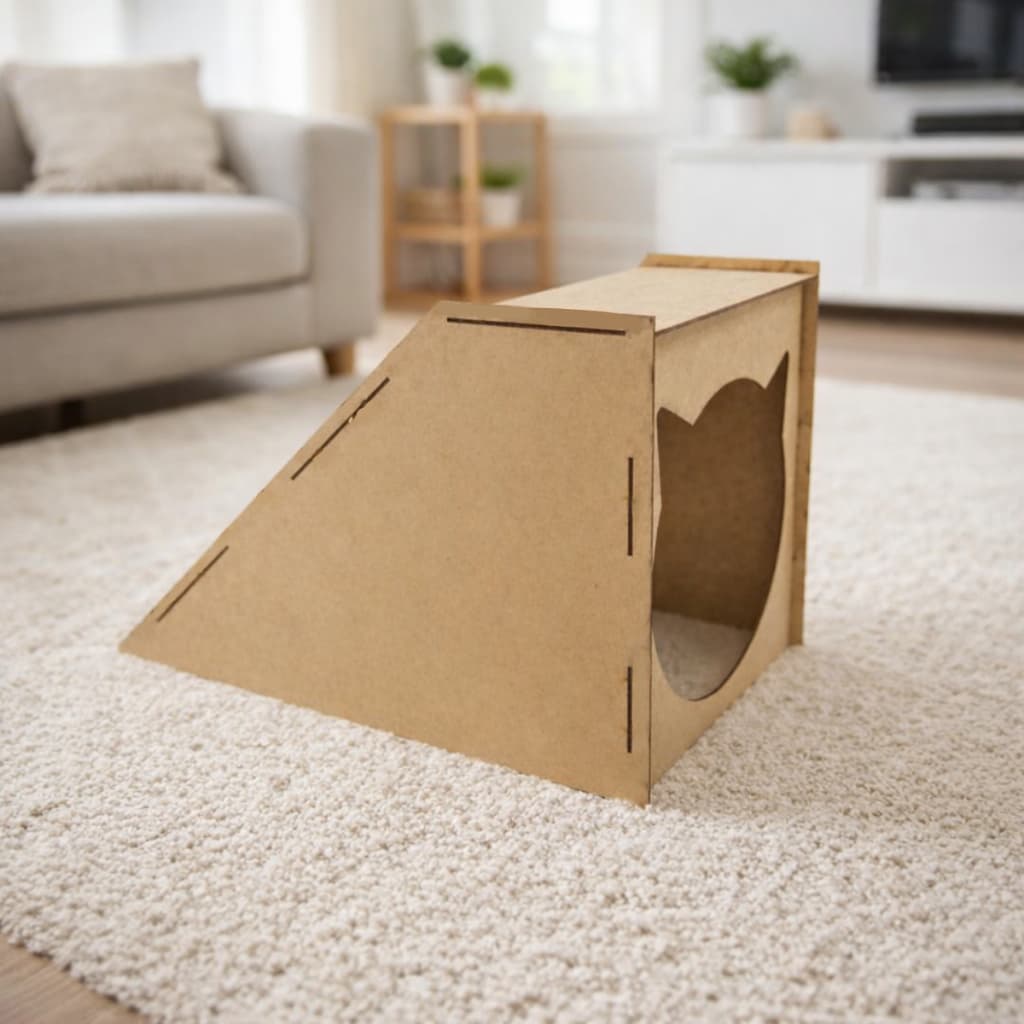 Rampa Gato Arranhador Antiestresse Casinha Pet Madeira Mdf Resistente