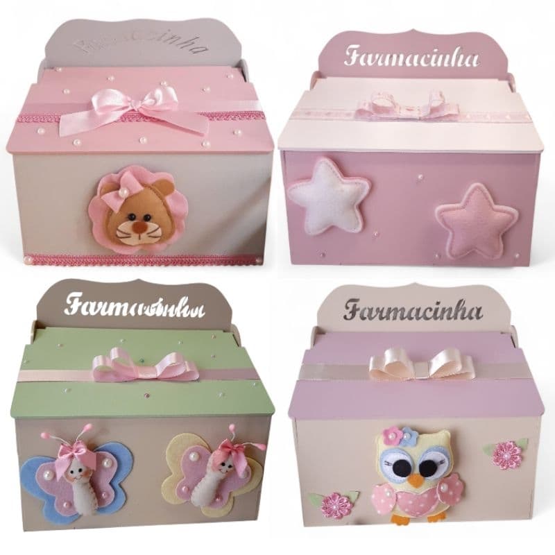Farmacinha Bebê MDF Decorada | Caixa Organizadora Infantil | Enxoval Maternidade | Kit higiene | Porta remédios do bebê