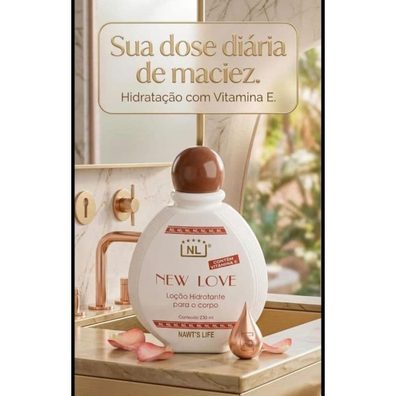 Loção Hidratante Corporal New Love Nawt’s Life - Hidratação, 230ml