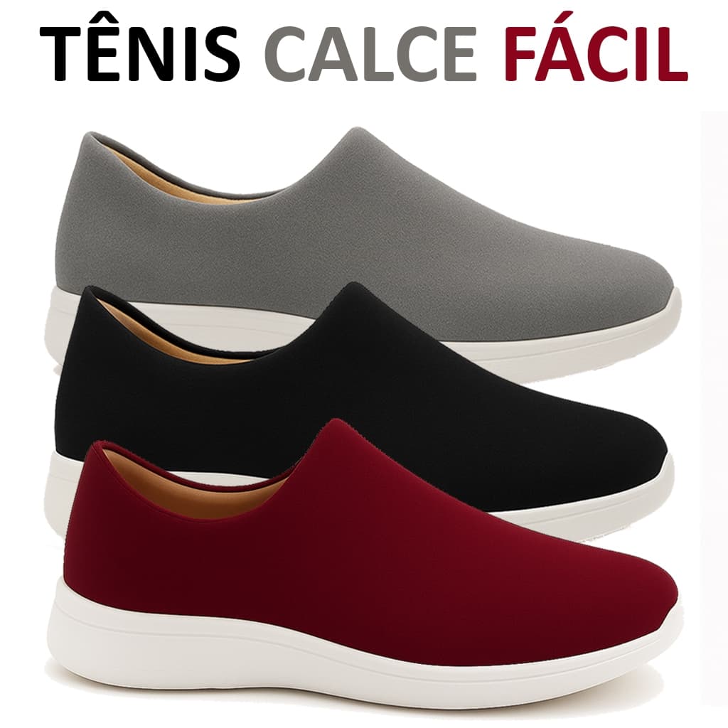 Tênis Meia Feminino Calce Fácil Botinha Ortopédico Esportivo Slip On Casual Confortável Academia