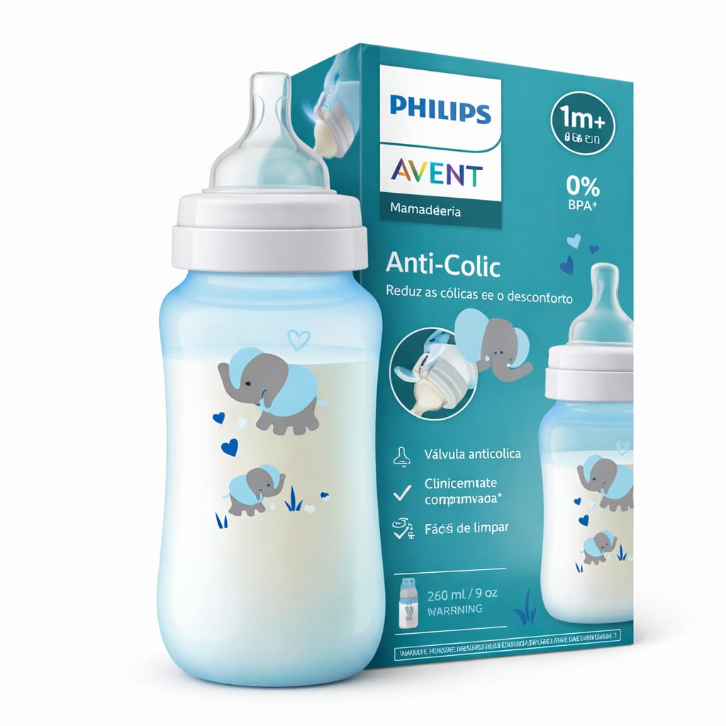 Mamadeira Philips Avent Anti-cólica Elefante Azul 260ml Classic