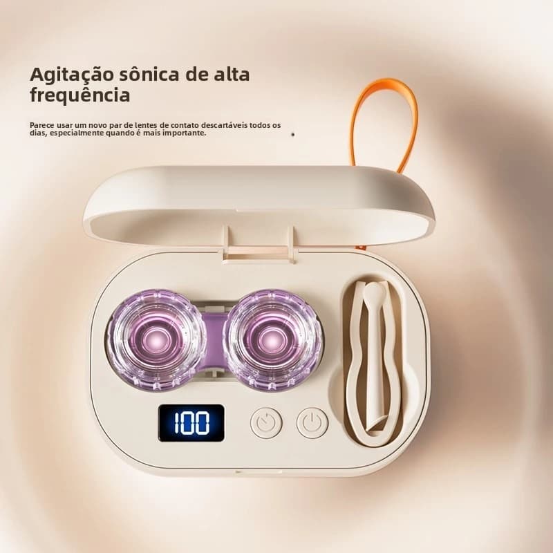 Limpador de lentes de contato portátil  caixa de lentes de contato cosméticas enxágue automático sônico ferramenta úti