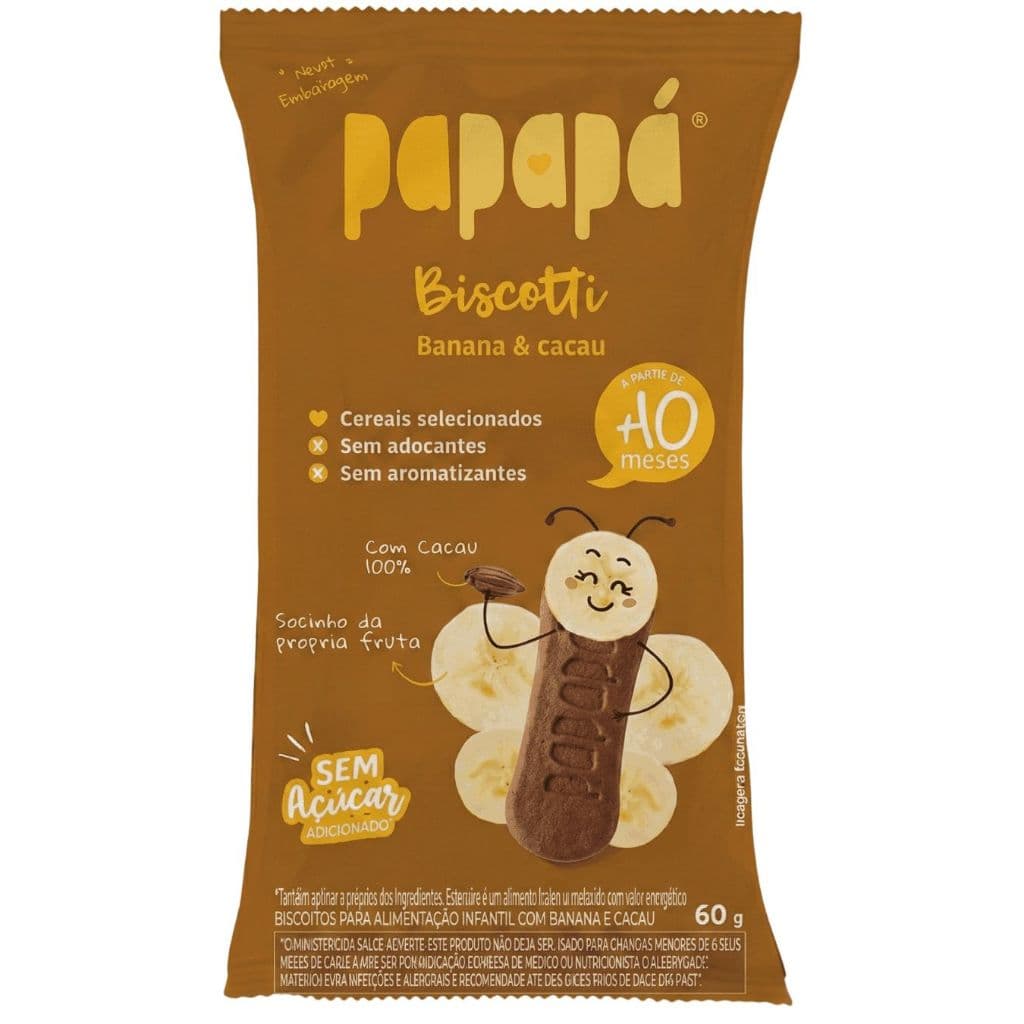 Biscoito Infantil Biscotti - Banana e Cacau - Papapá 60g +10 Meses