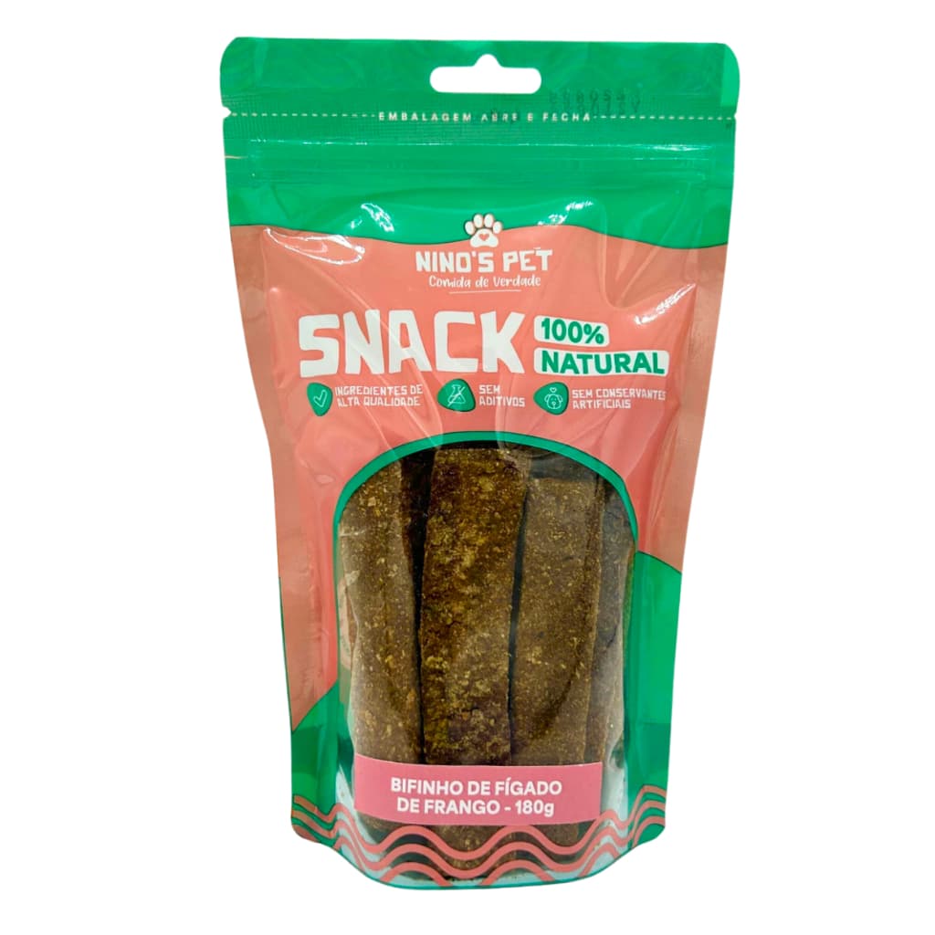 Snack Bifinho de Fígado Tamanho Família Petisco Natural para Cachorro 100% Natural Ninos Pet 180g Saudável