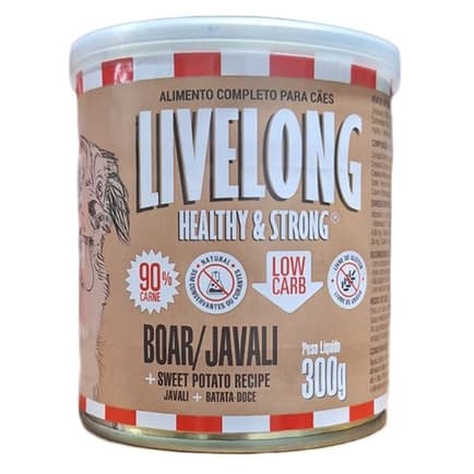 Ração Úmida Livelong Cachorro Sabor Javali Lata 300g