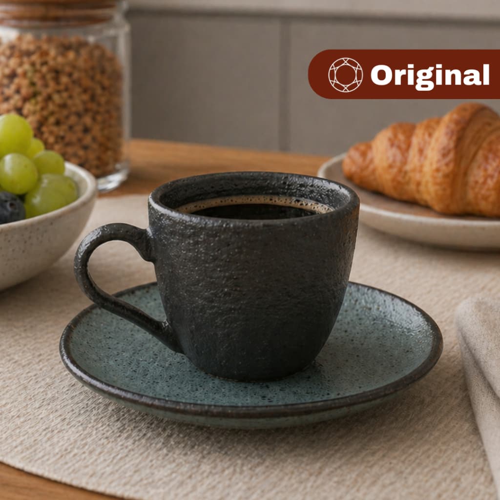Xícara De Café Com Pires Orgânico Petroleum 100ml - Porto Brasil Original