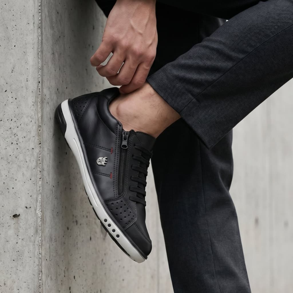 Sapatenis Couro Masculino Casual Anti Stress Confortável Macio Leve Calçado Moderno Ideal Para Passeio e Trabalho