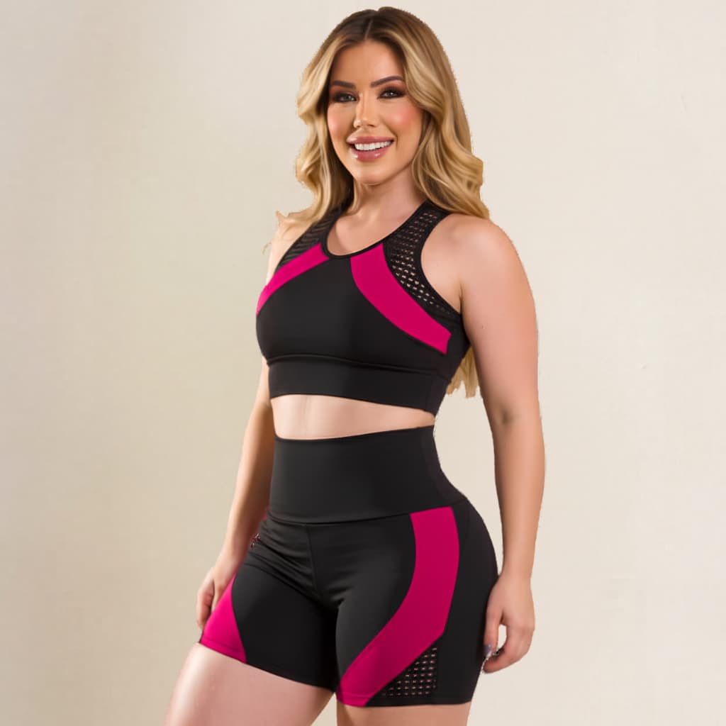 Conjunto Academia Feminino Top e Short Cintura Alta Fitness